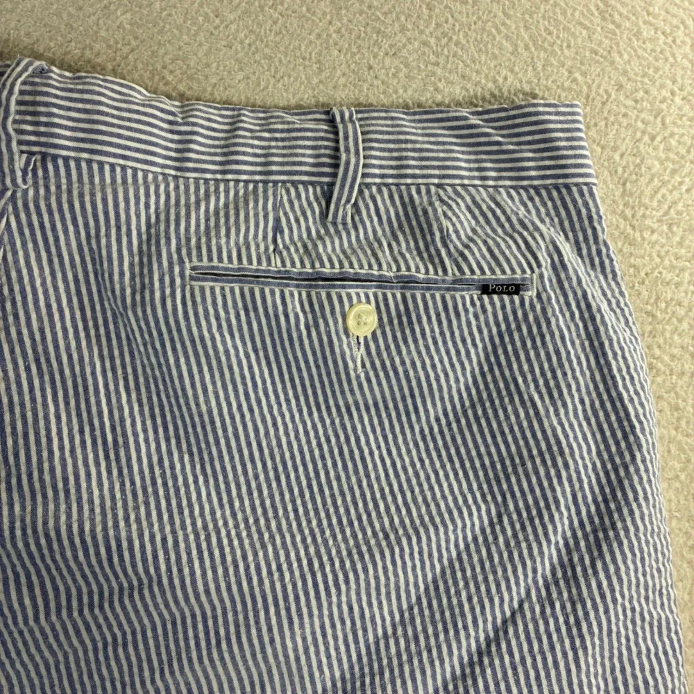 Polo Ralph Lauren Seersucker Chino‎ Shorts Men 38x8 Blue Stretch Preppy Summer